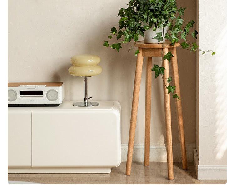 Solid Oak Wood Modern Small Flower Stand - Elegant Plant Display for Home, Office, and Garden Decor