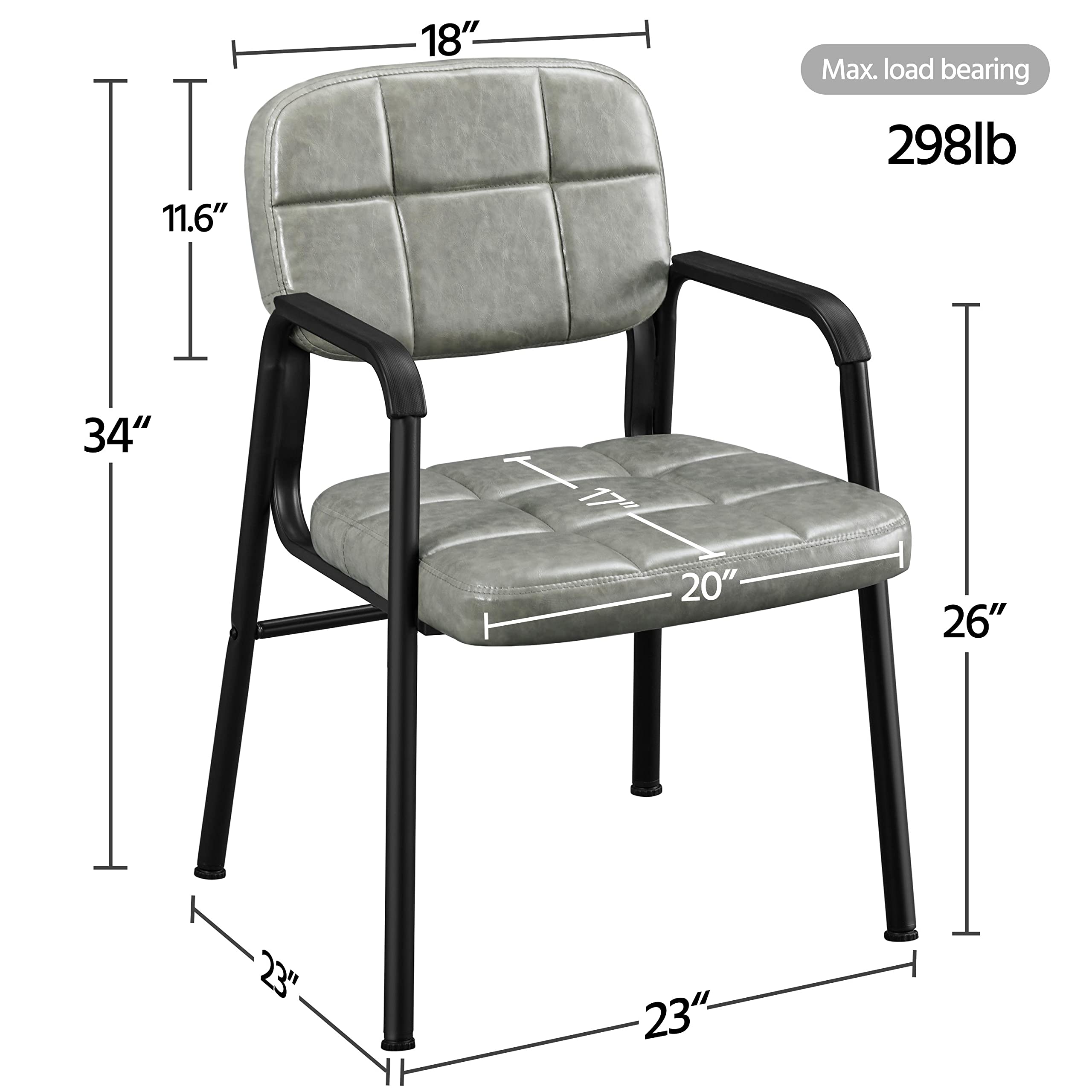 Yaheetech 6-Piece Office Guest Reception Chairs Set - Leather Waiting Room Executive Chairs with Ergonomic Upholstered Design & Metal Frame - Gray - Perfect for Office Lobbies, Conference Rooms, and Reception Areas