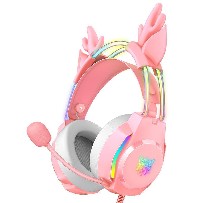 ONIKUMA X26 RGB Gaming Headset with Glowing Deer Ears - Lightweight Over-Ear Headphones with Mic for PC, PS4, Xbox - Perfect for Streaming, Cosplay & Late-Night Gaming Sessions