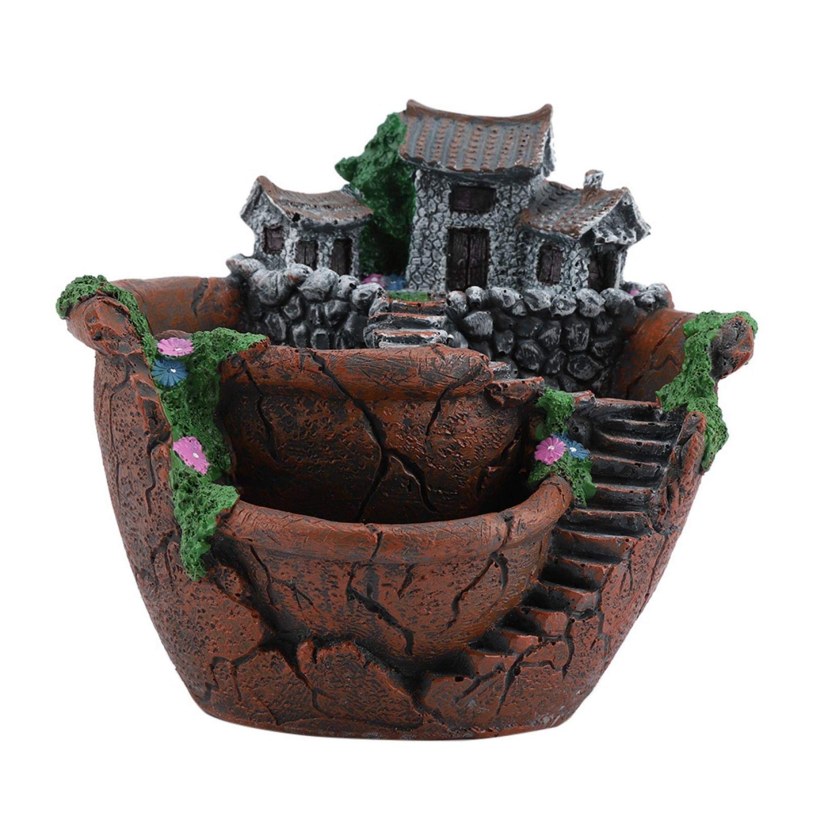 Resin Plant Pot for Succulents & Cacti - Bonsai Planter with Drainage - Decorative Flowerpot for Office, Home, Garden & Table Decor (Orange) | Perfect for Indoor Plants, Windowsills & Gift Giving