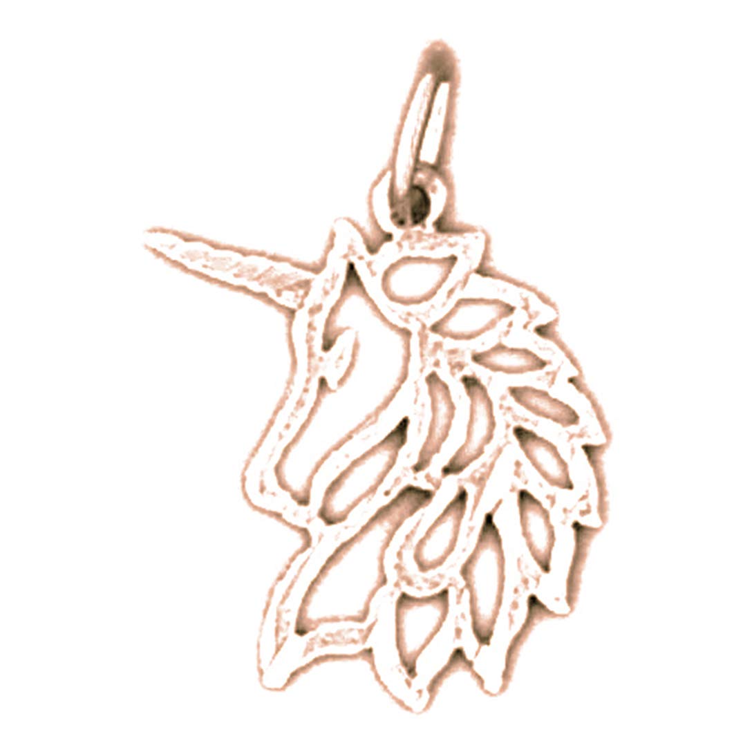 14K Solid Rose Gold Unicorn Pendant Necklace - 19mm Handmade Jewelry for Women, Girls | Gift for Birthday, Valentine's Day, Christmas