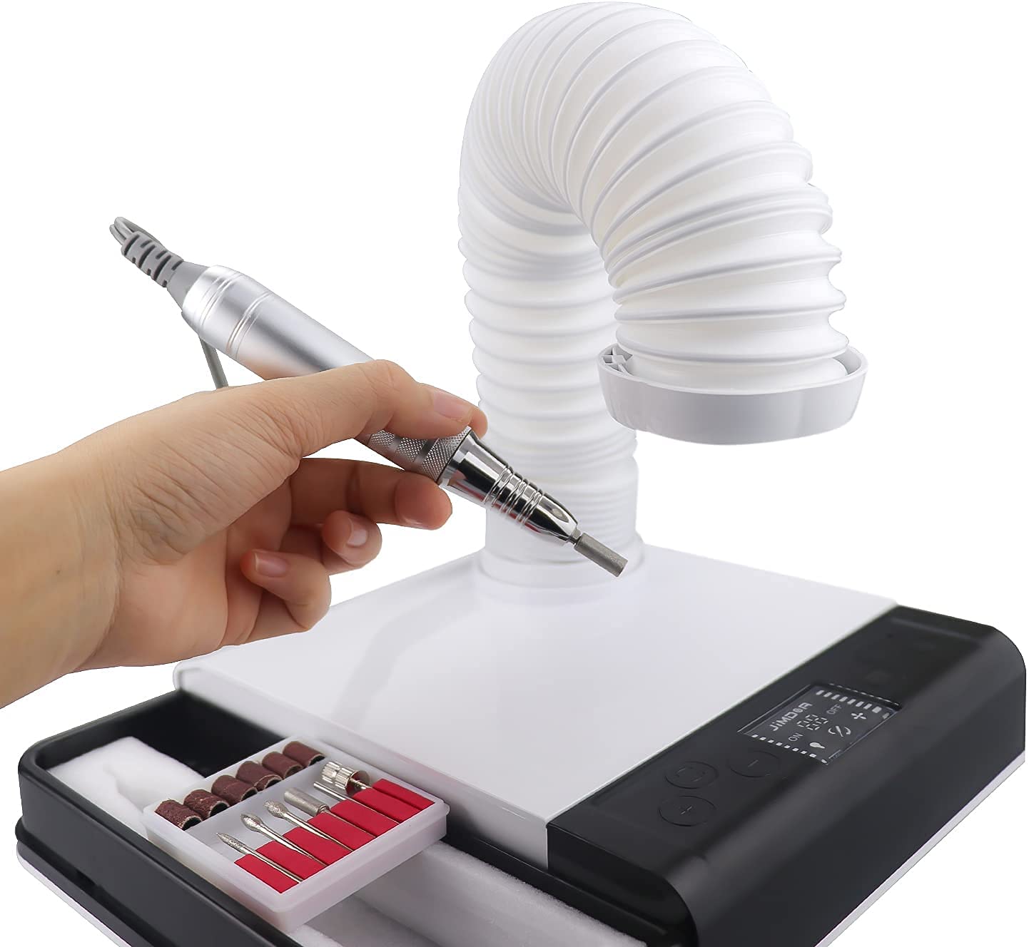Lab Equipment Dust Collector Vacuum Cleaner with LED Light & Drill Pen - Desktop Mount for Precision Work, Jewelry Making, and Electronics Repair