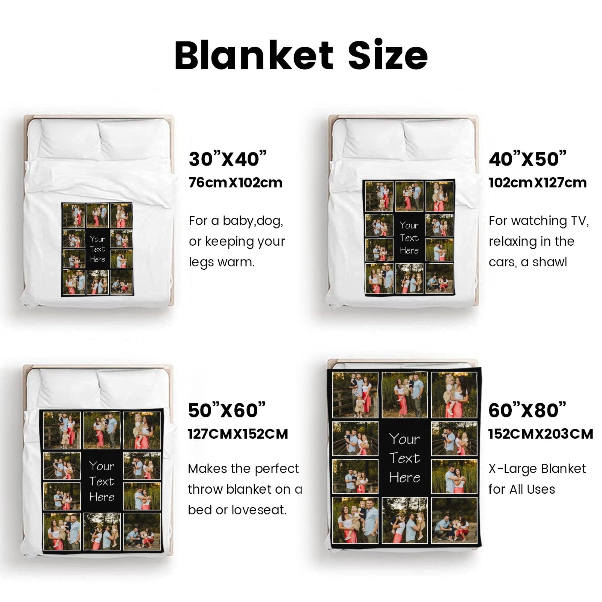 Custom Photo Blanket - Personalized Flannel Fleece Blanket with Family Pictures - Soft Throw Blanket for Women, Men & Kids - Perfect for Couch, Bed & Sofa - Great Gift for Christmas, Birthdays & Anniversaries
