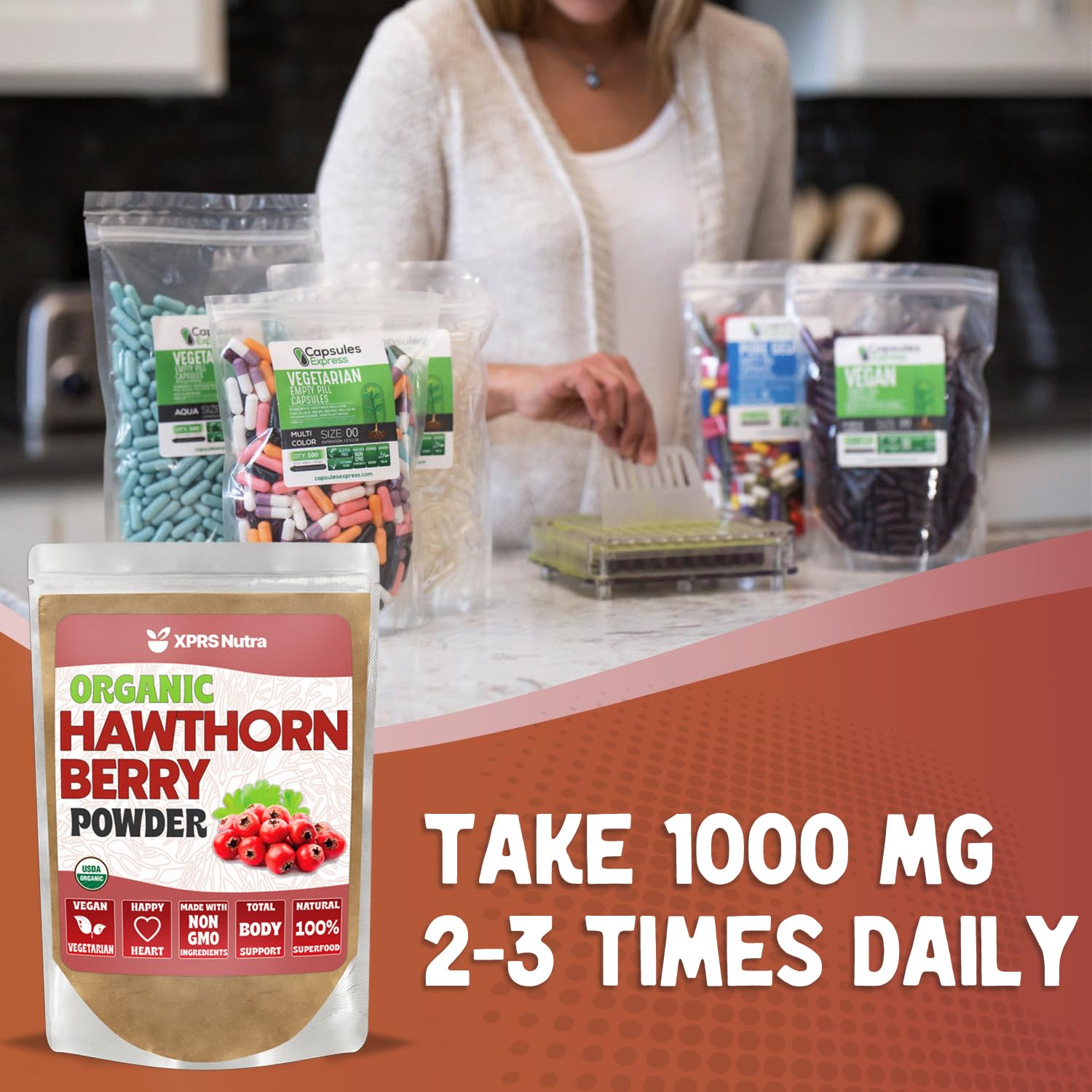 Organic Hawthorn Berry Powder - USDA Certified Premium Hawthorne Berry Supplement for Cardiovascular & Heart Health - Vegan, Non-GMO, Gluten-Free (4oz) - Supports Circulation & Blood Pressure for Active Lifestyles