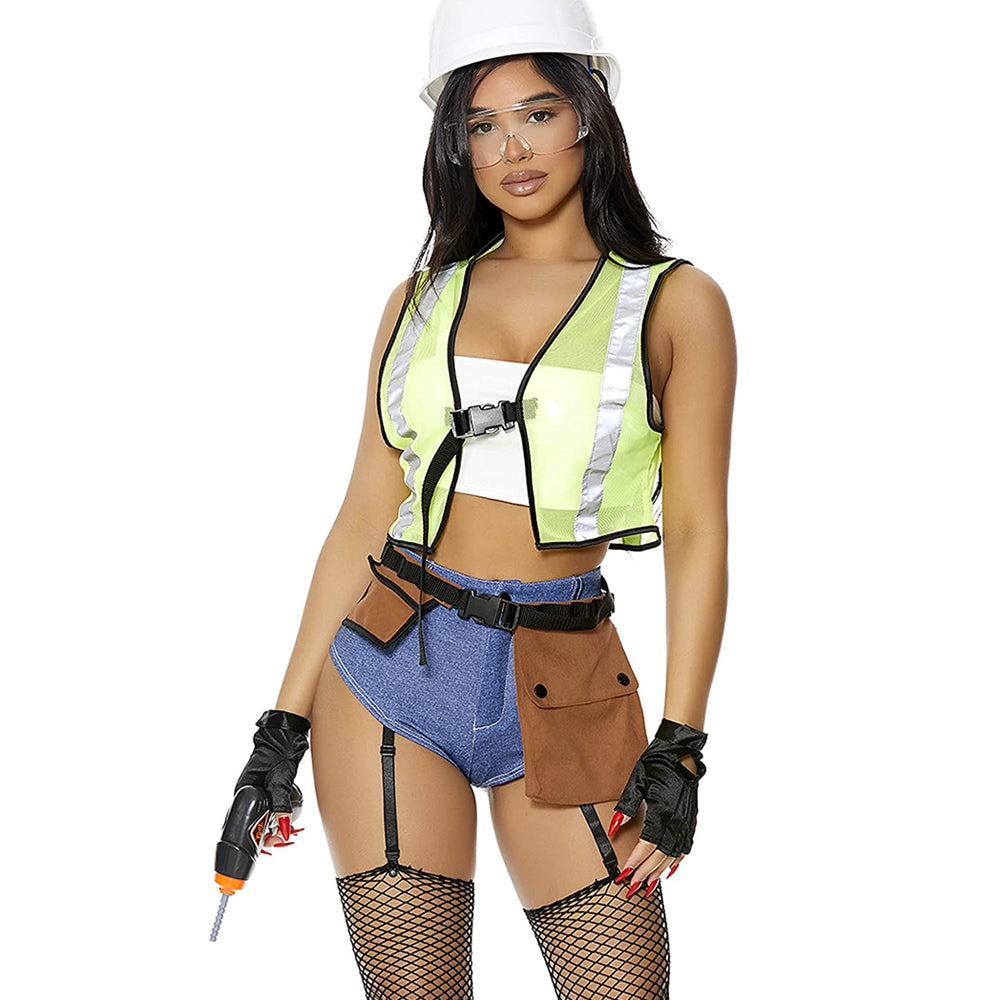 Sexy Construction Worker Costume for Women - Role Play Outfit for Halloween, Cosplay & Bachelorette Parties - Perfect for Couples & Adult Fun