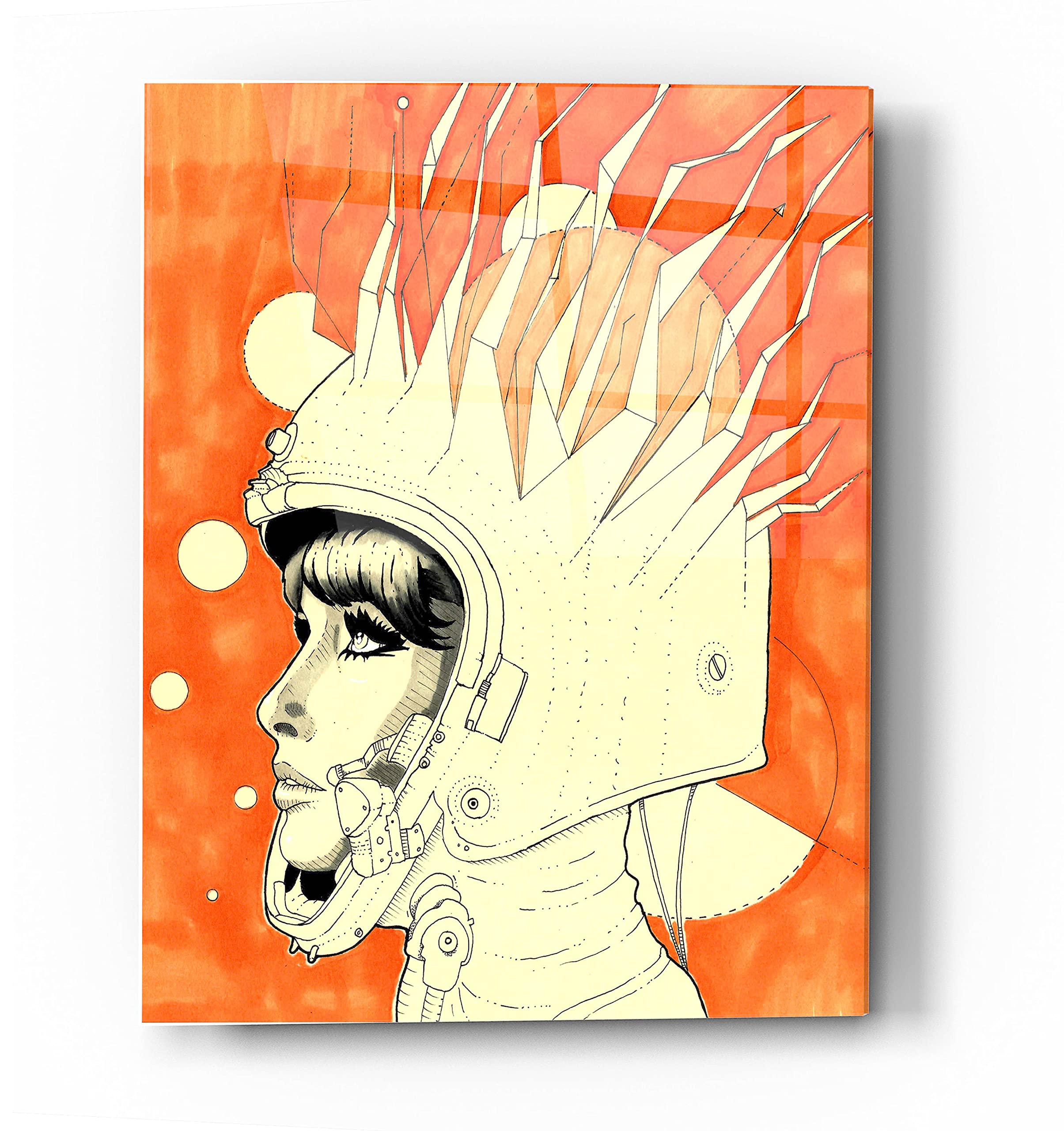 Epic 'Space Queen Fire' Acrylic Glass Wall Art by Craig Snodgrass - 24x36 Inches Modern Canvas Painting for Living Room, Bedroom & Office Decor