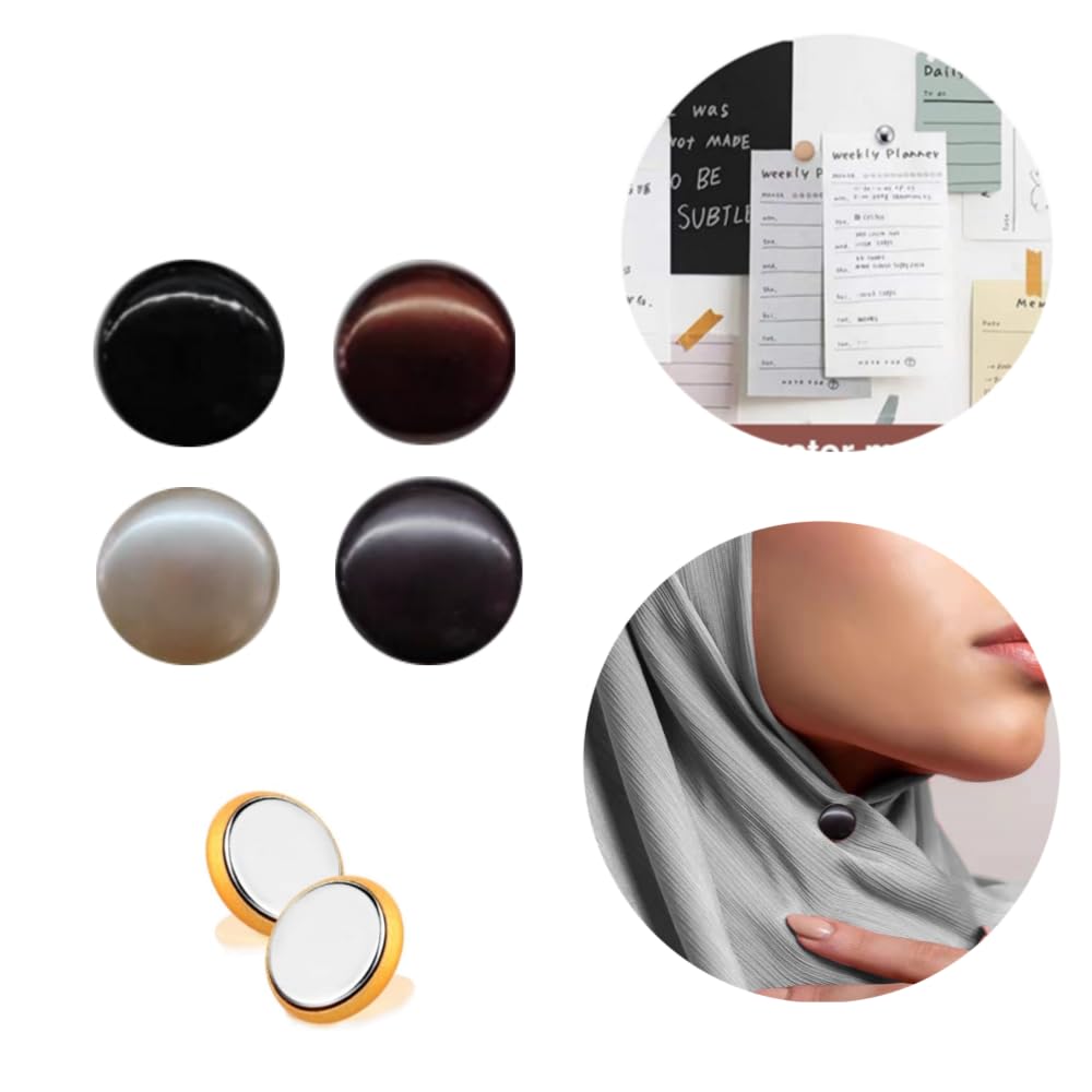 4Pcs Strongest Magnetic Hijab Pins for Women - Commercial Strength Hijab Magnets, Multi-Use Scarf Clips (Colorful) - Perfect for Daily Wear, Prayer, Work & Special Occasions
