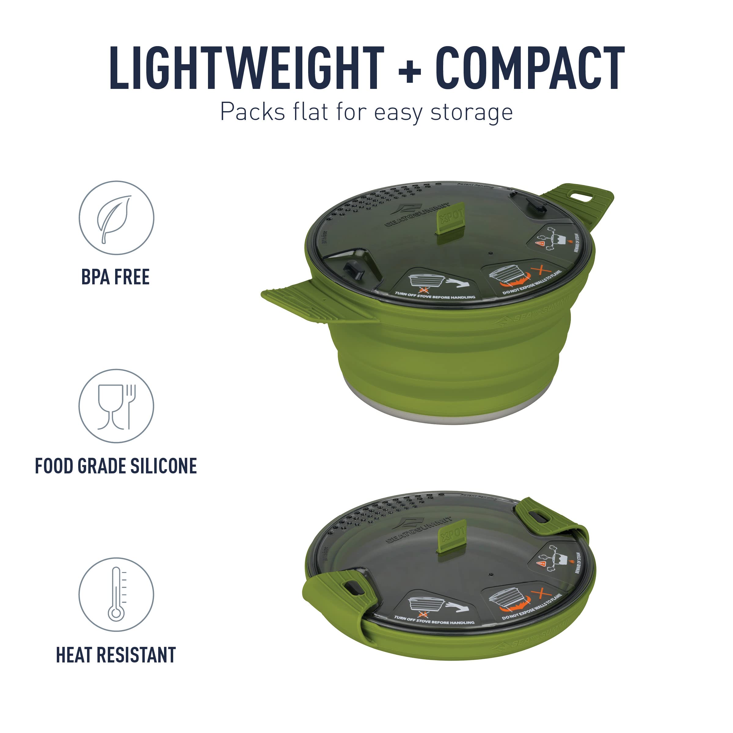 Sea to Summit X-Pot Collapsible Camping Cook Pot - Lightweight Compact Backpacking Cookware for Hiking, Camping & Outdoor Adventures