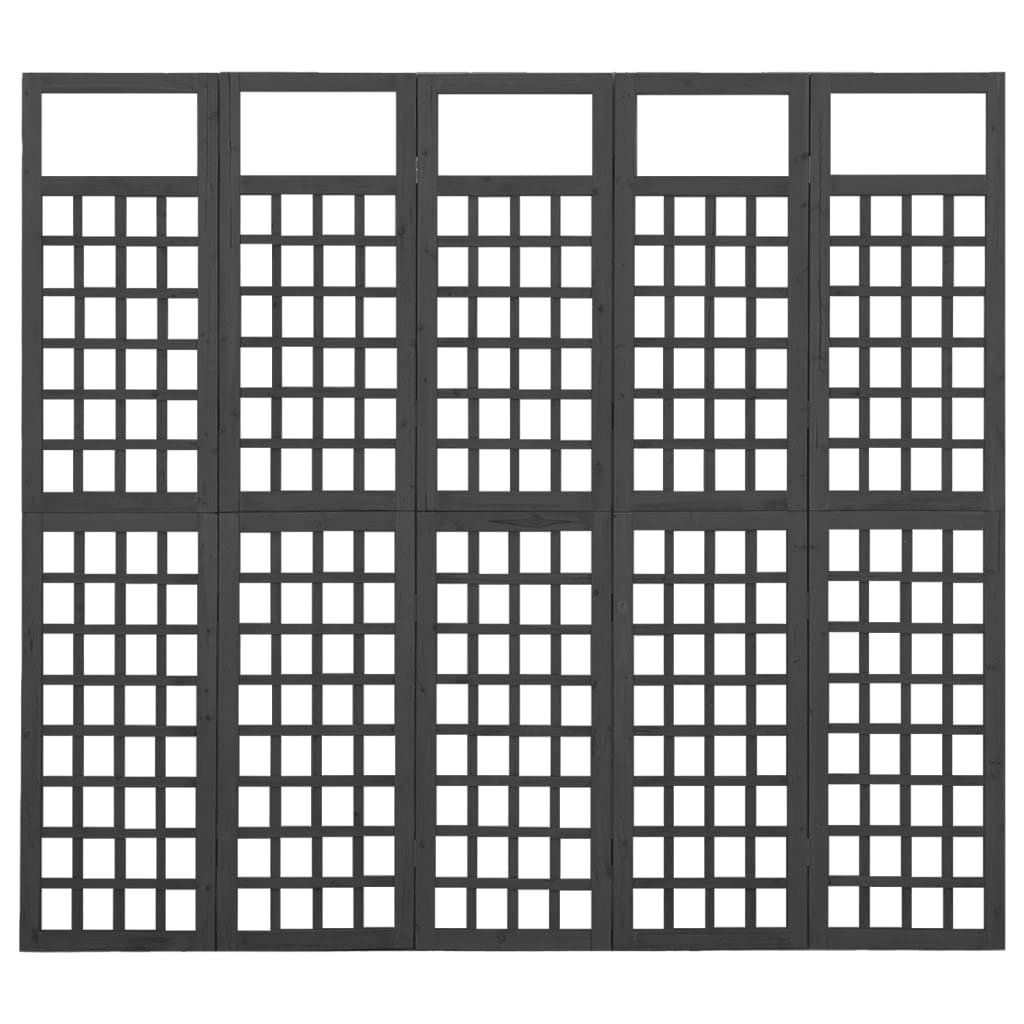 CHARMMA 5-Panel Solid Fir Wood Room Divider Privacy Screen - 79.3