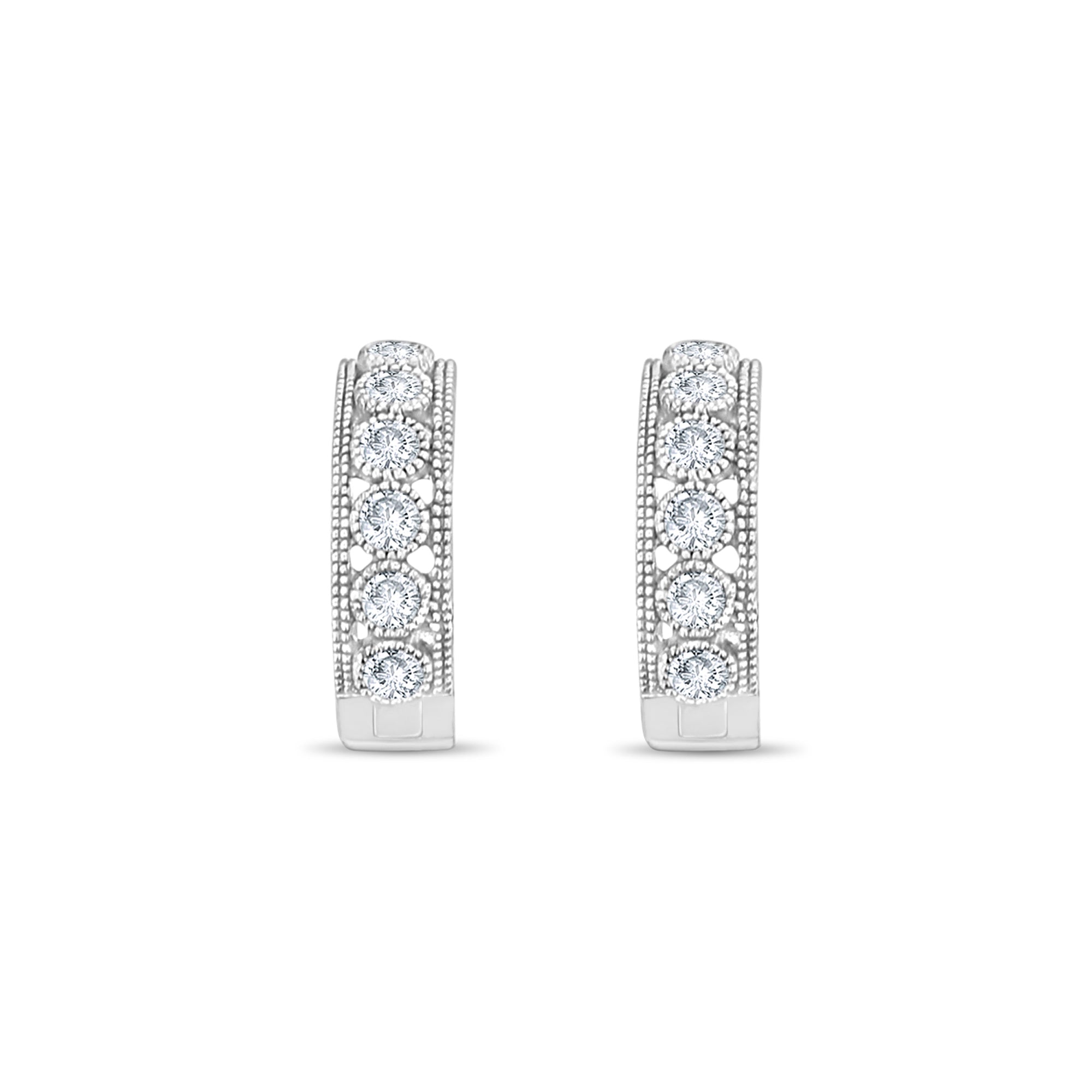 Antique Style Diamond Bezel Earrings .80cttw 14k White Gold - Elegant Vintage Jewelry for Weddings, Anniversaries & Special Occasions