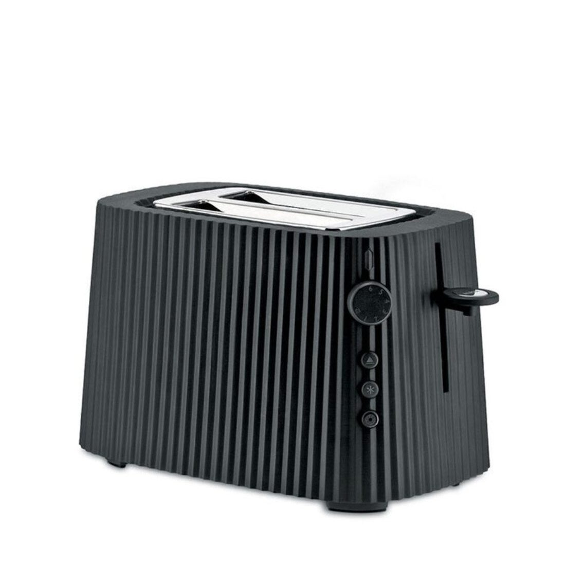 Alessi Plisse Toaster - 2 Slice Stainless Steel Toaster with Adjustable Browning Control, Black | Perfect for Breakfast, Kitchen Countertop & Small Spaces