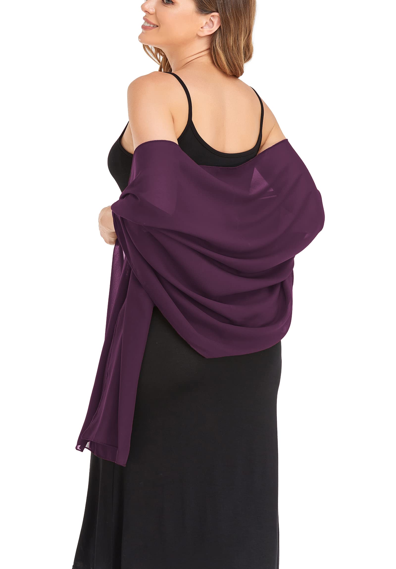Elegant Sheer Chiffon Shawls for Women - Soft Silky Wedding Bridal Wraps & Evening Dress Scarves - Perfect for Formal Events, Date Nights, and Special Occasions