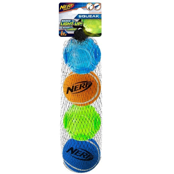 Nerf Dog LED TPR Squeak Tennis Ball for Dogs - Glow in The Dark Fetch Toy with Squeaker Sound - Perfect for Nighttime Play, Outdoor Training & Interactive Pet Games