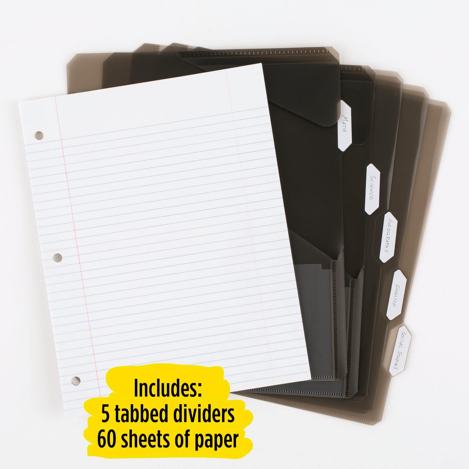 5-Star Flex Hybrid NoteBinders 4 Pack - 1 Inch All-in-One Notebook & Binder Set in Black, White, Red & Green (29328AE2) | Perfect for School, Office & Home Organization