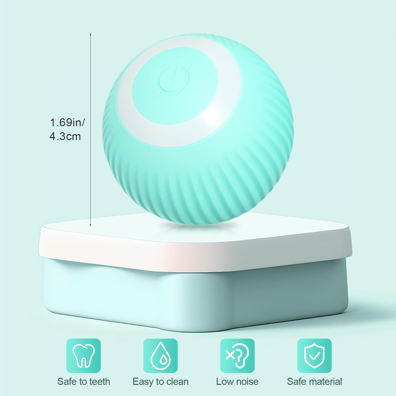 Shudyear Motorized Interactive Cat Toy with LED Lights - 360 Degree Spinning Ball, USB Charging Smart Cat Toy (Blue) - Perfect for Indoor Play & Exercise to Keep Your Cat Entertained