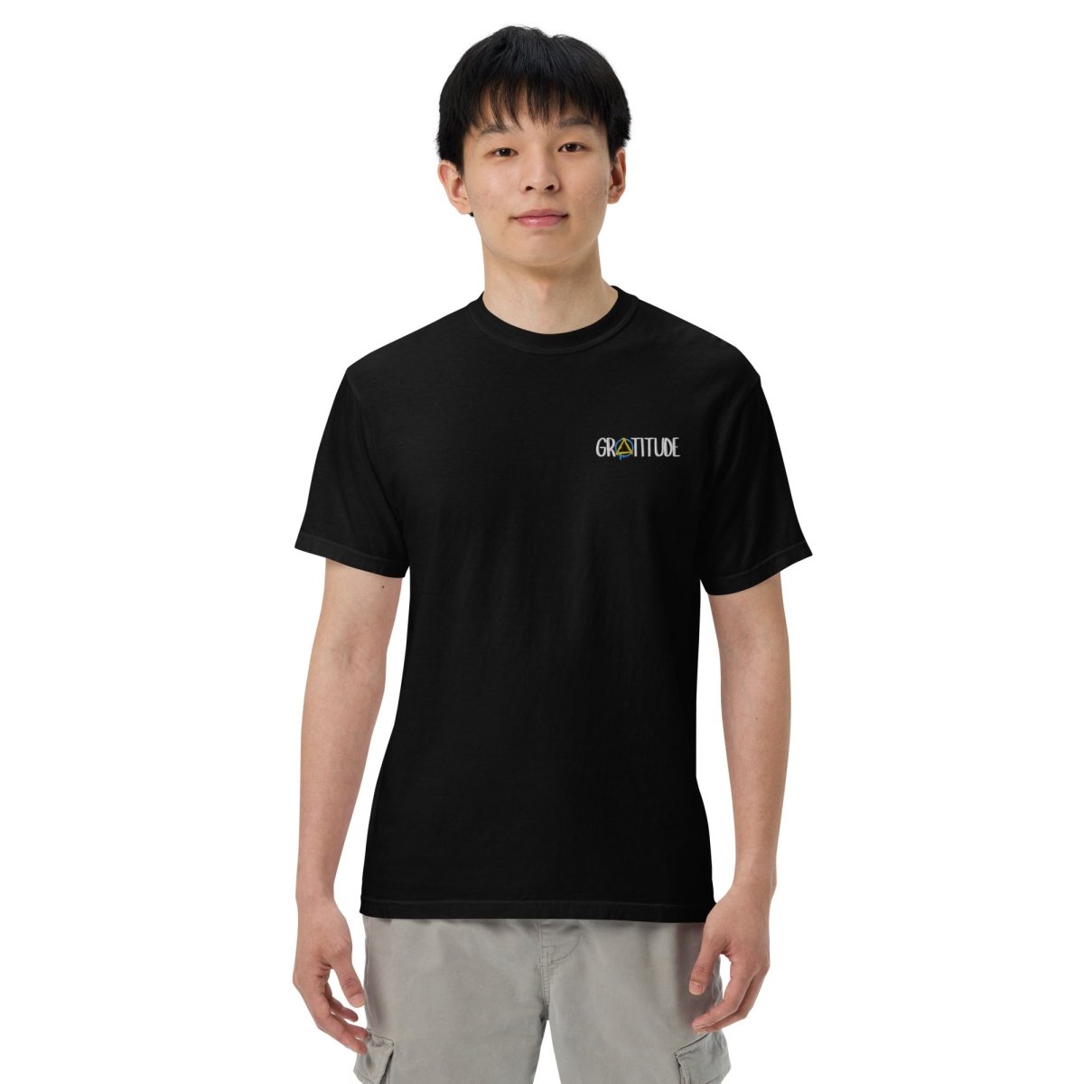 Gratitude Embroidered Heavyweight Unisex T-Shirt - Premium Cotton Crewneck Tee for Men & Women - Perfect for Casual Wear, Gifts, and Everyday Comfort