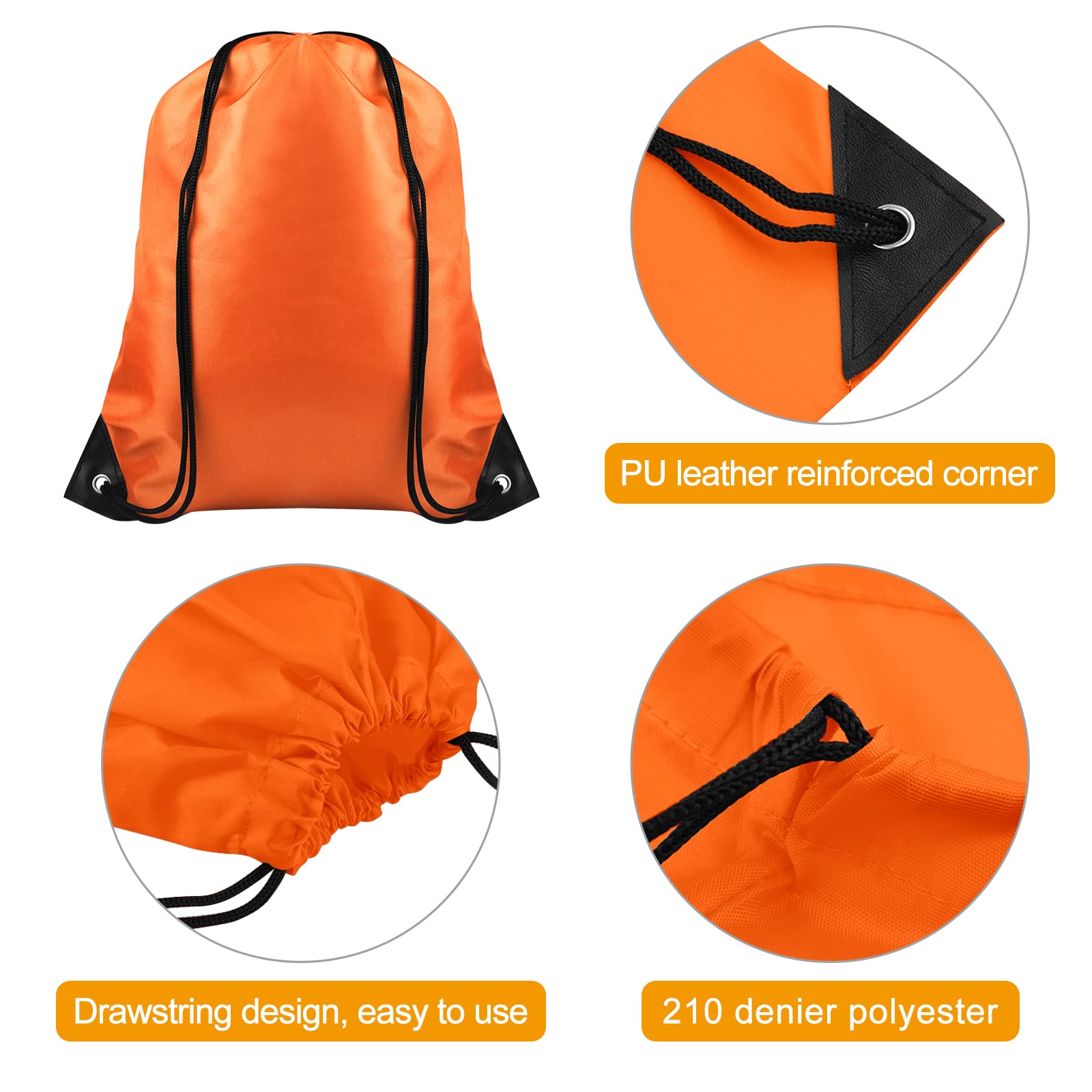 FEPITO 12 Pack Drawstring Bags - Durable String Backpacks for Gym, Sports, Travel & Storage - Lightweight Tote Sack Cinch Bags for School, Beach, Laundry & Camping Essentials