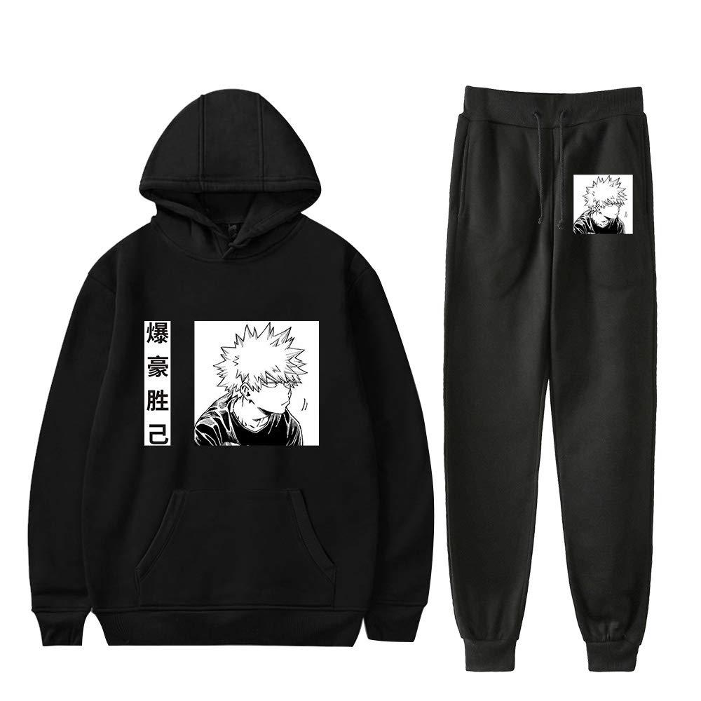 Unisex Bakugou Katsuki Hoodie & Sweatpants Set - My Hero Academia Manga Character Print Two-Piece Outfit for Cosplay, Anime Conventions & Casual Wear