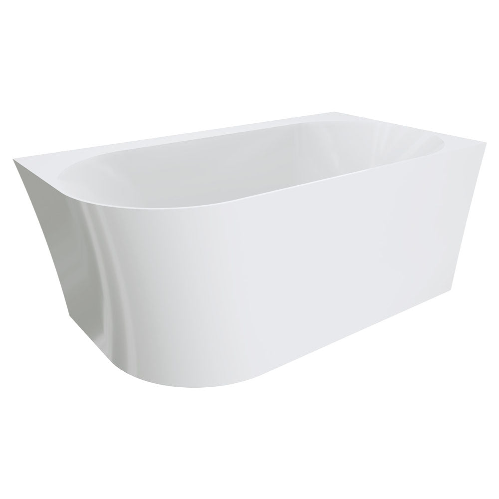 Fienza Chloe Acrylic Corner Bathtub 1400mm - Gloss White Freestanding Soaking Tub for Modern Bathroom | Spa Relaxation & Space Saving Design