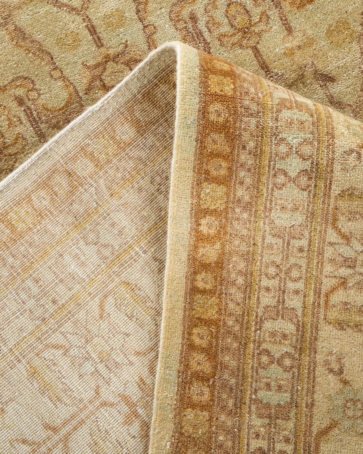 Handmade Wool Traditional Floral Mogul Ivory 6x9 Area Rug - Solo Rugs One of a Kind Hand Knotted - Perfect for Living Room, Bedroom & Home Decor