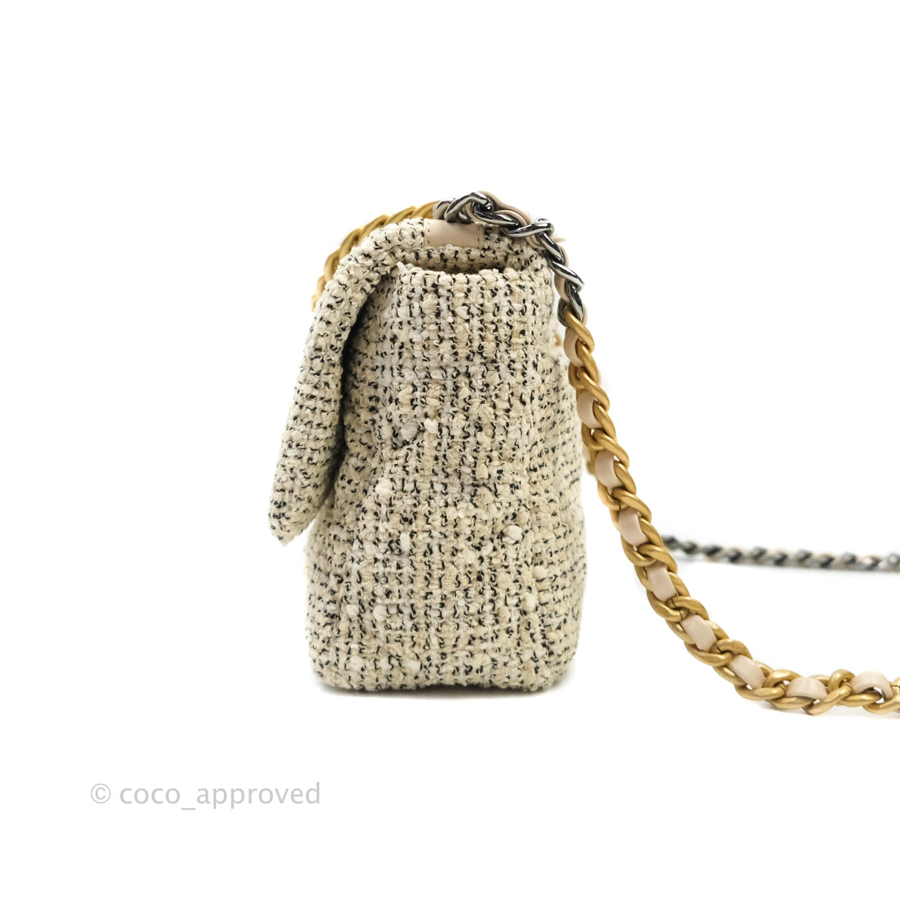 Chanel 19 Small Handbag - Oreo Tweed Cream with Mixed Hardware | Luxury Crossbody Bag for Women | Perfect for Date Night & Special Occasions