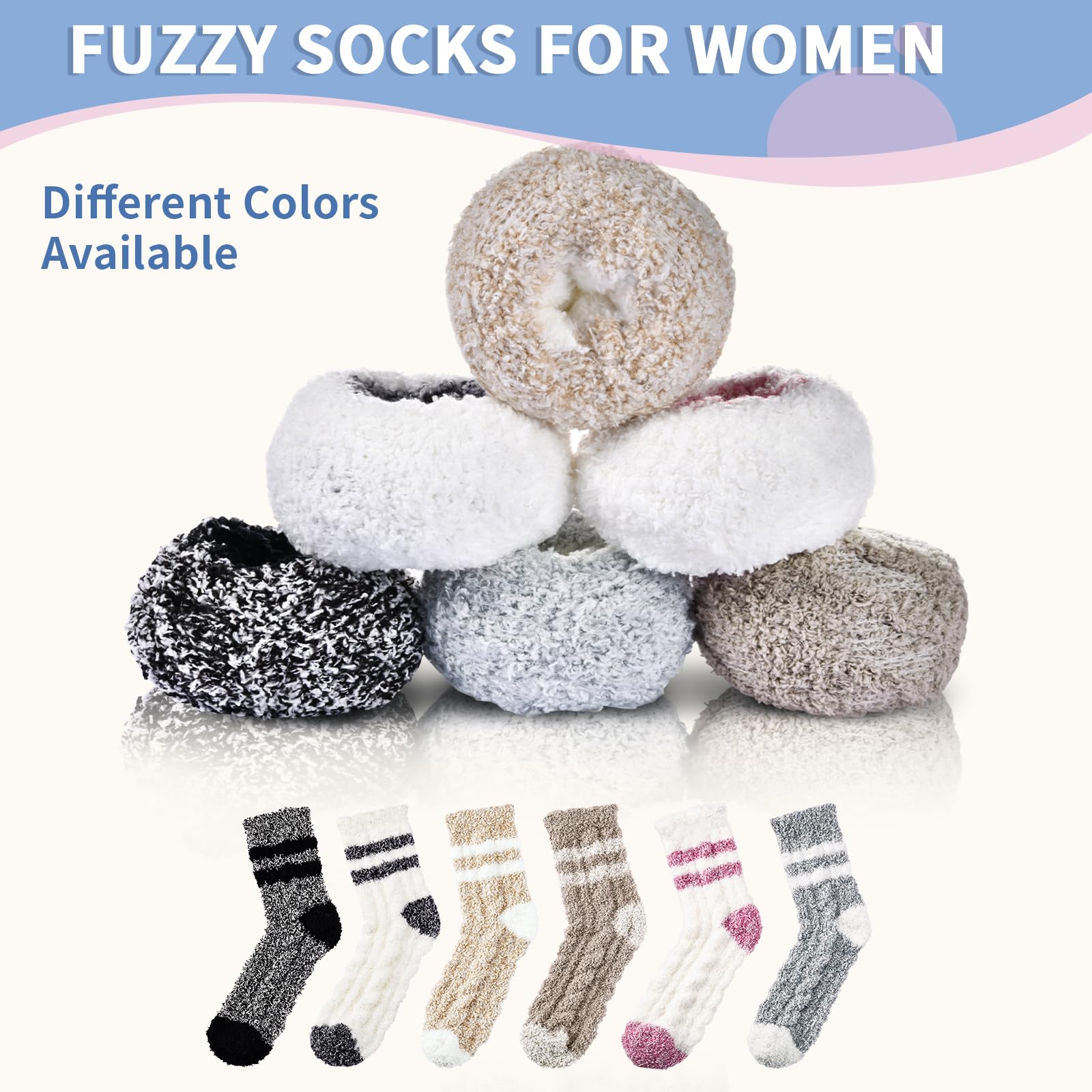 Women's Fuzzy Cozy Slipper Socks - Ultra Soft Warm Winter Socks for Indoor & Outdoor Use - Perfect for Home, Office, and Travel Comfort