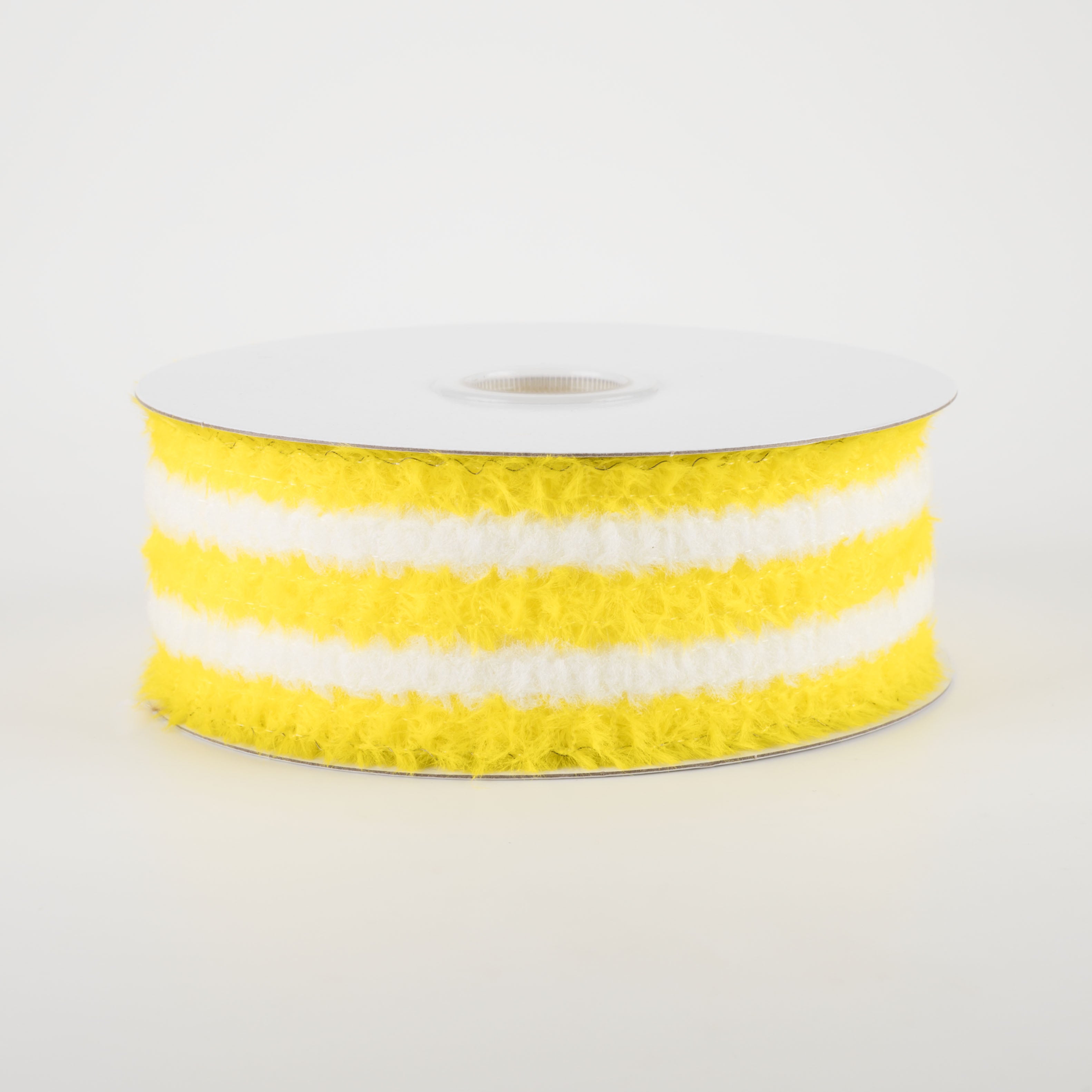 1.5 Inch Fuzzy Stripes Ribbon - Soft Yellow and White Decorative Ribbon (10 Yards) for Gift Wrapping, DIY Crafts, Party Decorations, and Hair Accessories