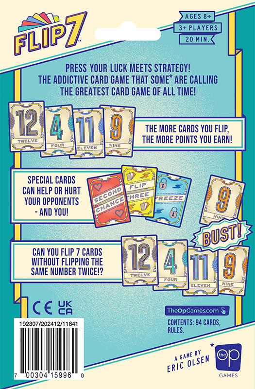 Flip 7 Travel Card Game - Fun Compact Family Board Game for Road Trips, Camping & Airplane Travel - Perfect Travel Size Entertainment for Kids & Adults