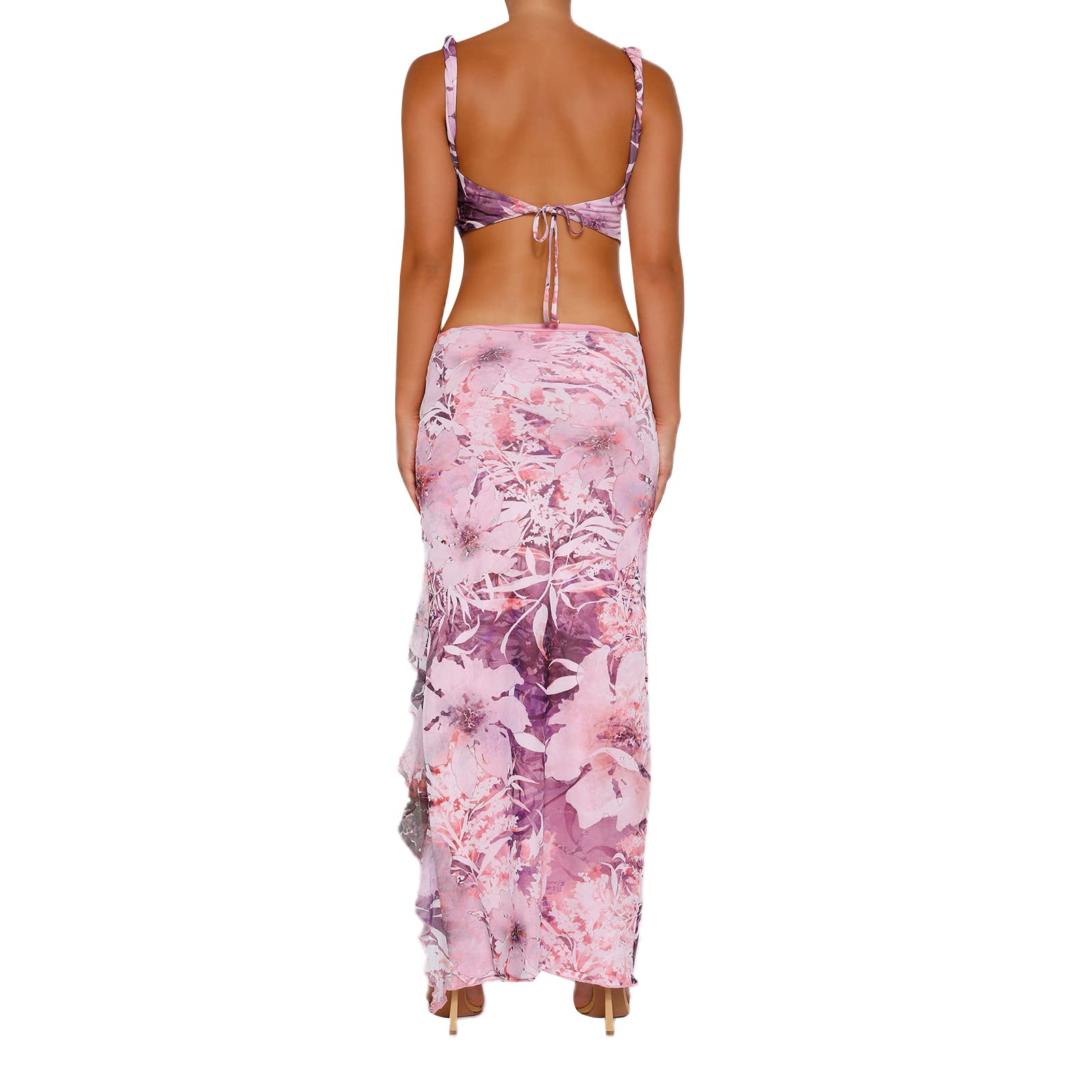 **Women's Sexy 2-Piece Outfits – Summer Maxi Skirt Set with Crop Top & Bodycon Long Skirt for Going Out | Perfect for Beach, Date Night & Vacations**