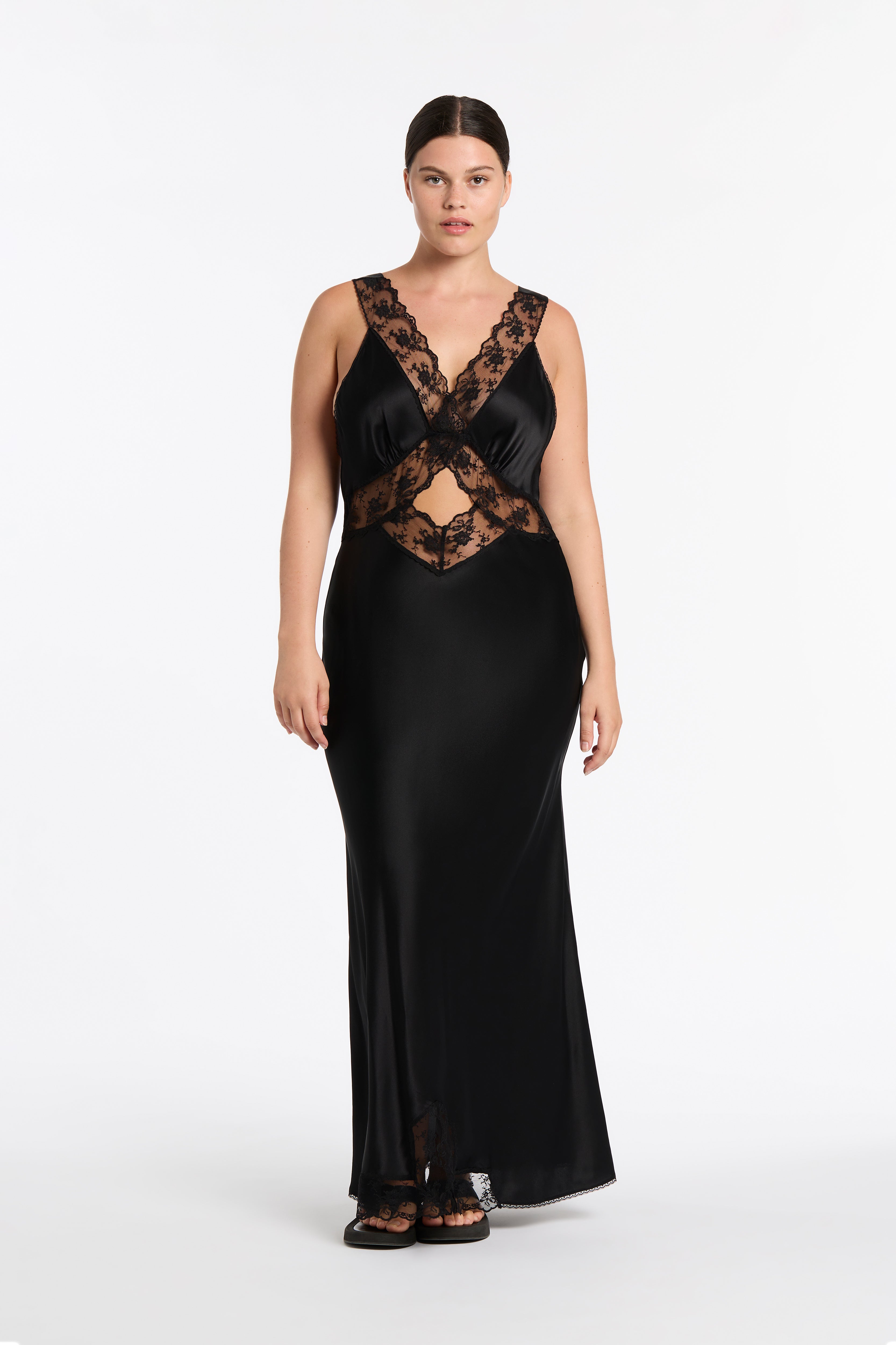 Elegant Aries Cut Out Gown - Sexy Deep V Neck Evening Dress for Women, Perfect for Prom, Party & Special Occasions