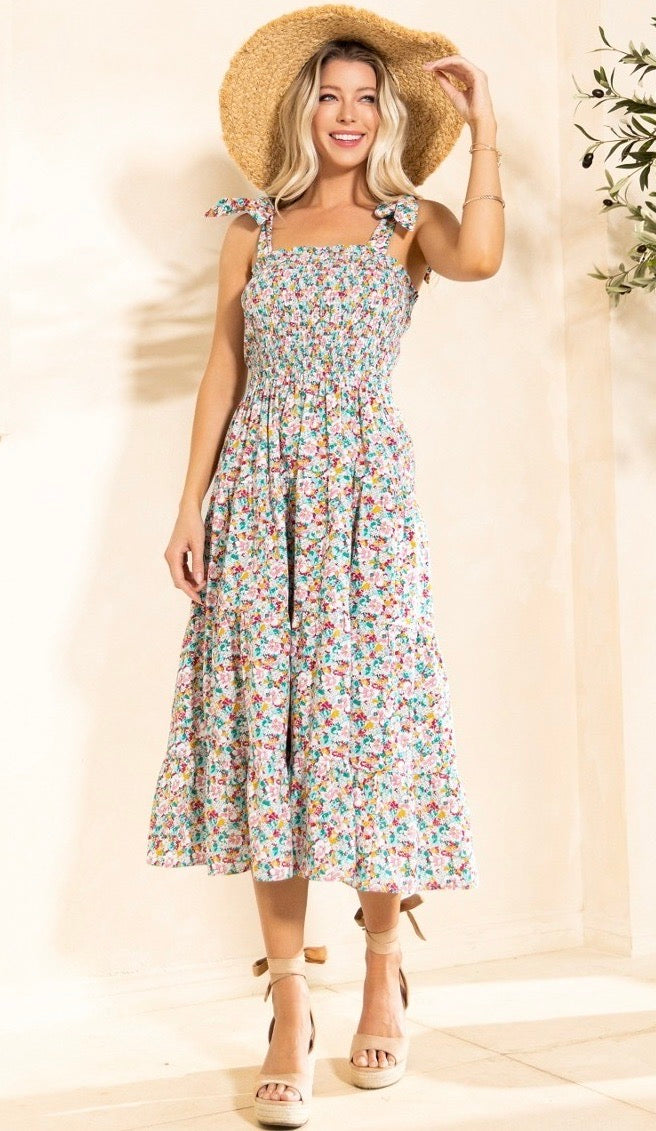 Floral Print Summer Dress for Women - Elegant Mixed Floral Pattern Maxi Dress | Perfect for Beach Vacation, Garden Party & Date Night