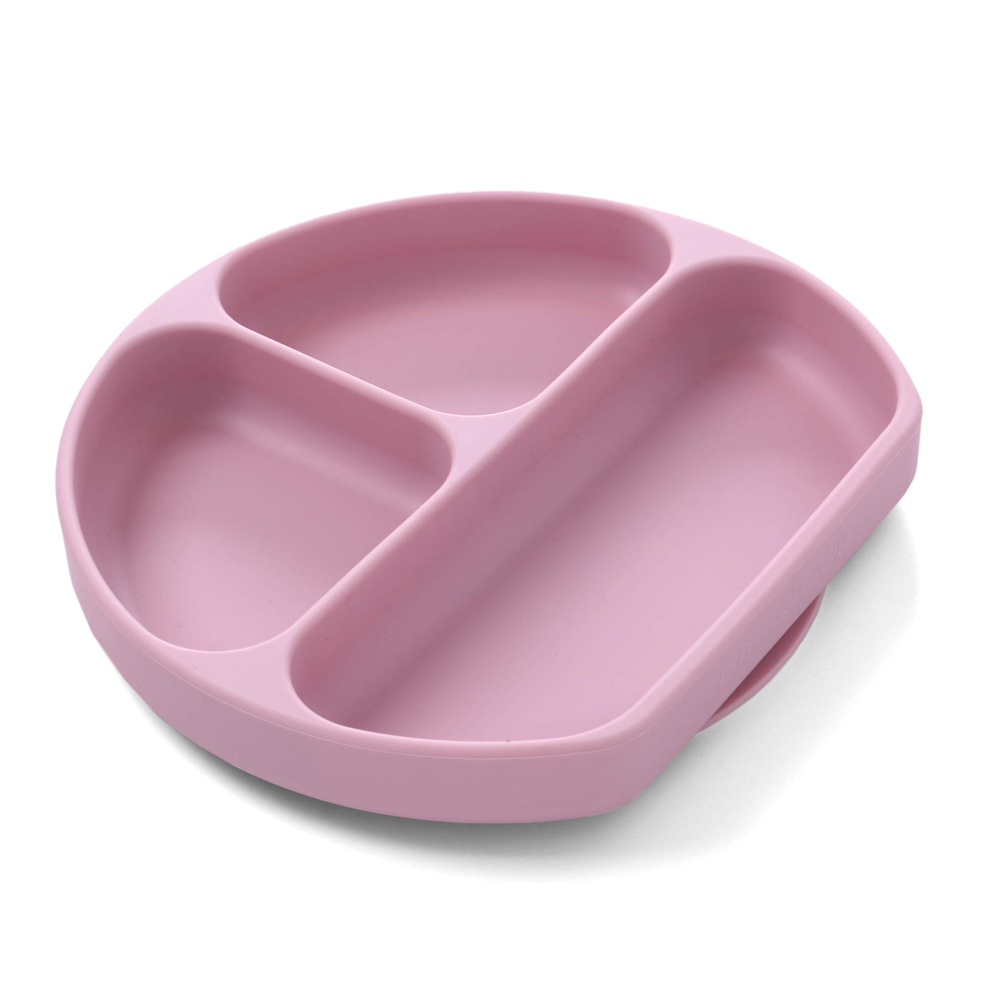 Non-Slip Silicone Baby Plate with Suction Base - Divided Toddler Dish, 100% Food-Grade BPA-Free, Microwave & Dishwasher Safe (Pink) - Perfect for Mess-Free Mealtime, Travel & Daycare Use