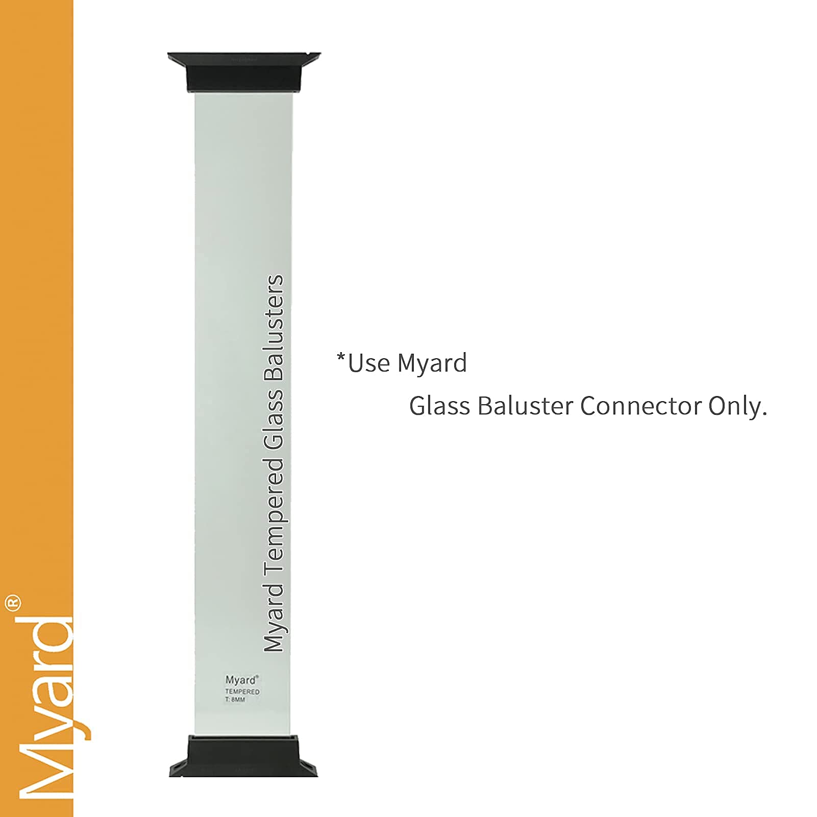 5-Pack 29 Inch Tempered Glass Balusters with Scenic Frontier Design - Includes 10-Pack Glass Railing Clamps for Staircase, Deck, Porch, Fence & Balcony - Durable Safety Railings for Wood or Aluminum Rails - Perfect for Modern Homes, Villas & Commercial Spaces