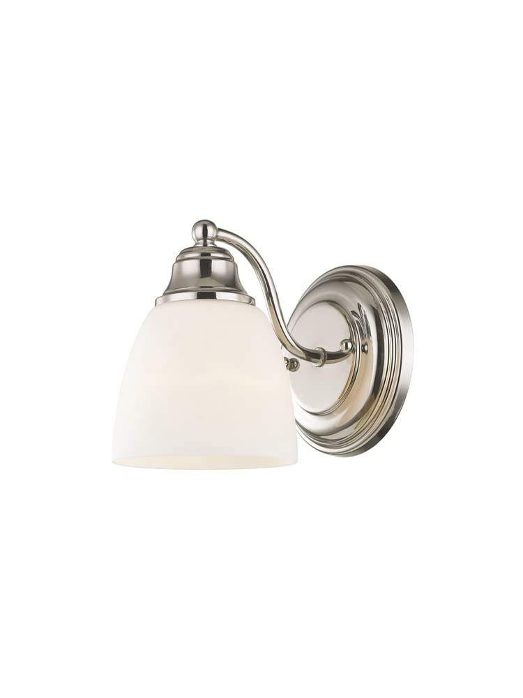 Livex Lighting 13671-91 Somerville 1 Light Wall Sconce, Brushed Nickel - Modern Wall Light Fixture for Bedroom, Hallway & Living Room Decor