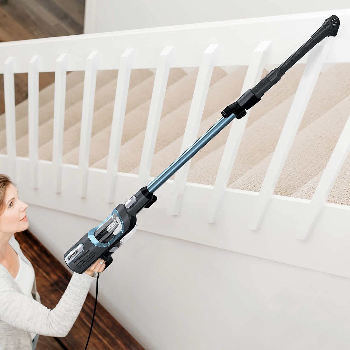 Shark UV580 Corded Stick Vacuum Cleaner - Ultra Lightweight, DuoClean Technology, Self-Cleaning Brushroll, Removable Handheld - Blue (Renewed) - Perfect for Hardwood Floors, Carpets & Pet Hair Removal