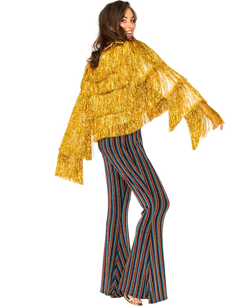70s Funky Fringe Gold Disco Women's Jacket - Vintage 70s Style Disco Party Outfit for Women - Perfect for Halloween, Costume Parties & Retro Themed Events
