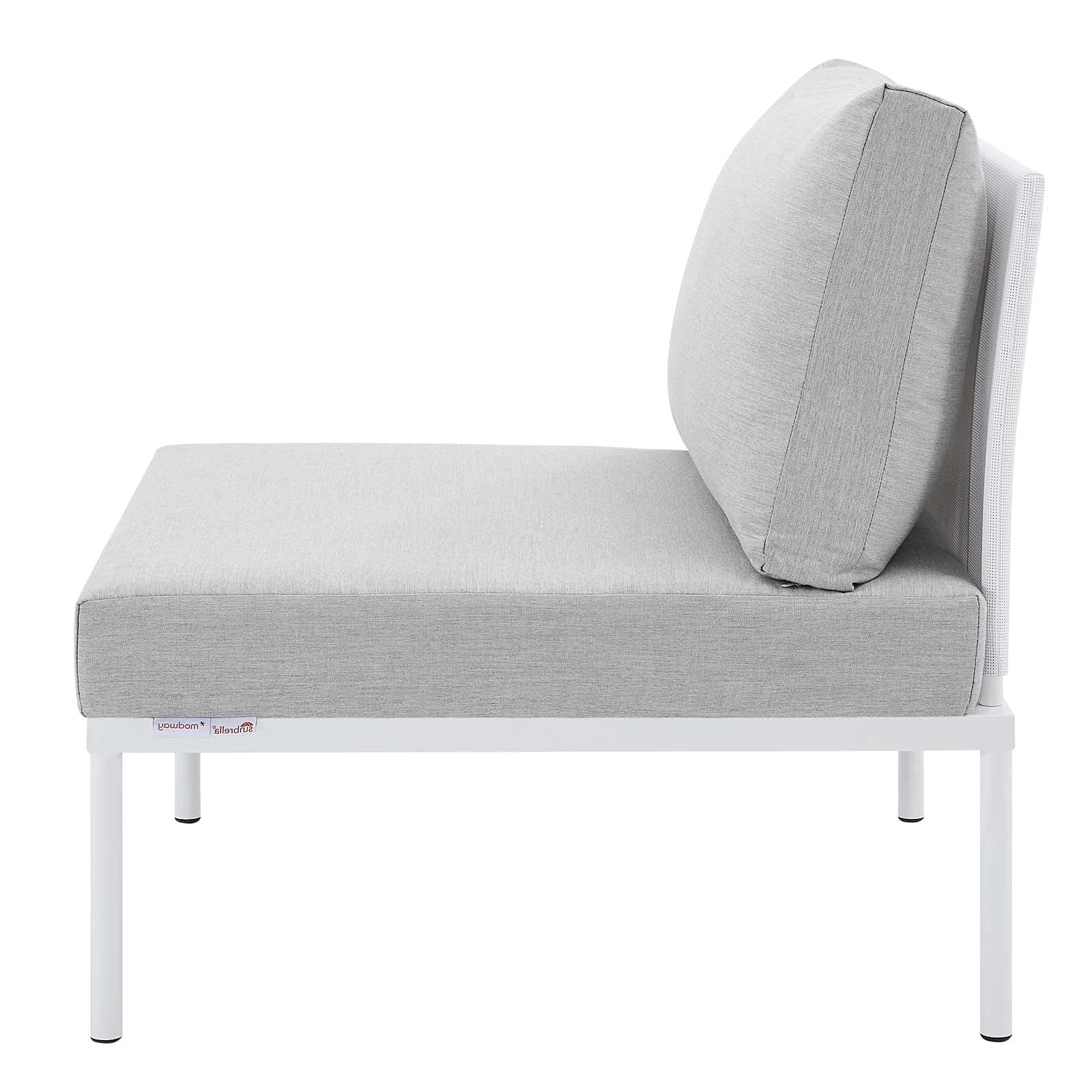 Modern Outdoor Patio Lounge Sectional Sofa Set with Chair & Table - Aluminum Frame in White & Gray - Perfect for Backyard, Poolside & Garden Relaxation