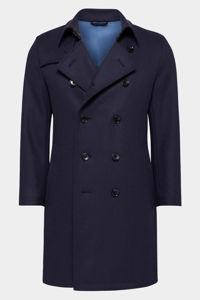 Premium Drake Coat for Men - Navy Blue Wool Overcoat | Winter Warm Formal Outerwear for Business & Office Wear