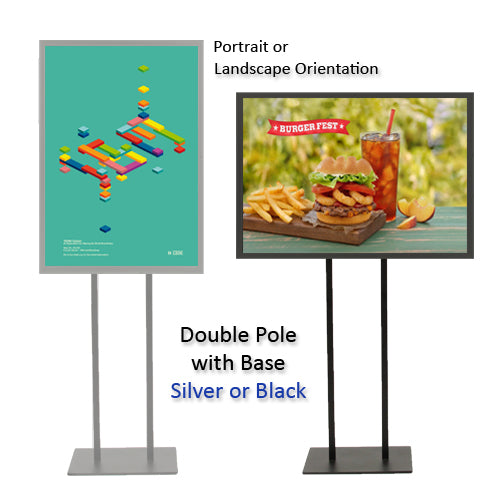 Double Pole Floor Stand 24x30 Sign Holder | 1 1/4