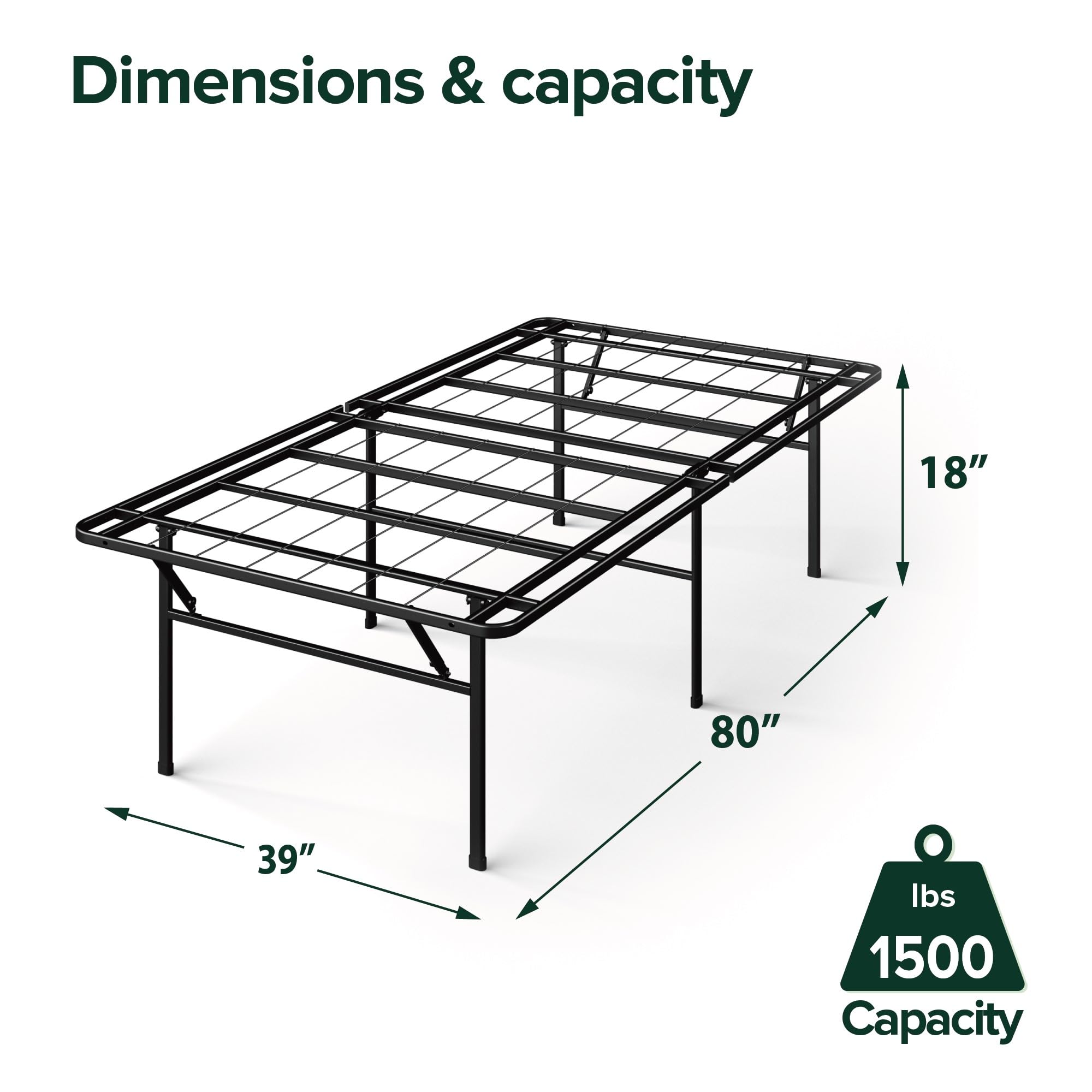 ZINUS SmartBase Heavy Duty Mattress Foundation - 18 Inch Metal Platform Bed Frame with Sturdy Steel Construction | No Box Spring Needed | Underbed Storage Space | Perfect for Twin XL Beds | Ideal for Dorm Rooms, Guest Rooms & Small Apartments