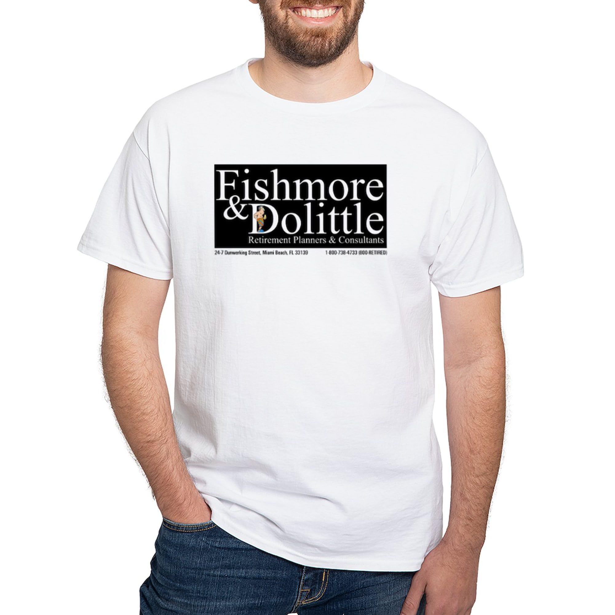 Fishmore Dolittle Graphic T-Shirt for Men - 100% Cotton Classic White Tee | Casual Wear, Gifts, and Everyday Outfits
