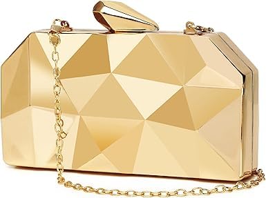 Elegant Gold Geometric Evening Clutch Bag - Metallic Wedding Party Purse for Women | Perfect for Formal Events, Prom, Gala & Special Occasions