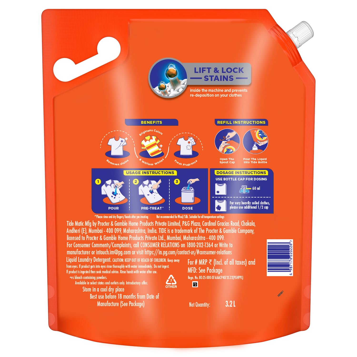 Tide Matic Liquid Laundry Detergent 3.2L (84.5 oz) - High Efficiency for Top Load Washing Machines - Fresh Scent, Deep Clean - Perfect for Large Families & Heavy Duty Laundry