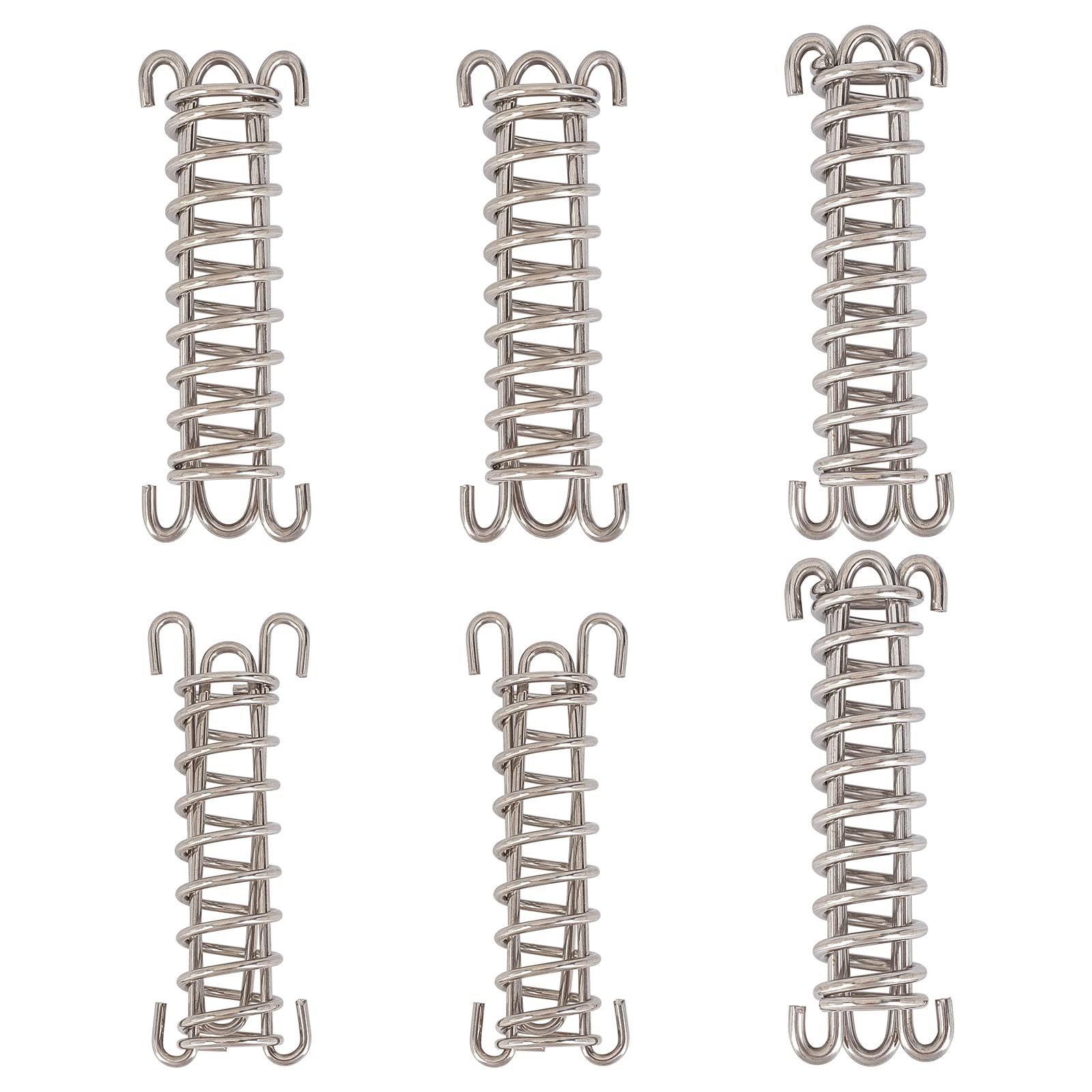 SUPERFINDINGS 6Pcs Stainless Steel Tent Spring Buckle Set - 3 Sizes for Camping Tents, Tarps, Awnings & Wire Racks | Heavy Duty Swing Spring Tensioner for Secure Rope Fastening | Perfect for Outdoor Adventures, Backpacking & RV Camping