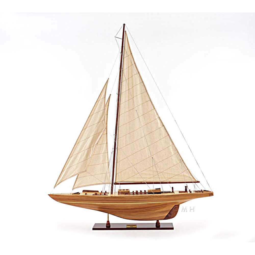 Old Modern Handicrafts Endeavour 40 Yacht Model - Premium Wooden Ship Replica for Home & Office Decor, Nautical Gifts, and Collectors - Perfect for Display in Living Rooms, Studies, and Yacht Clubs