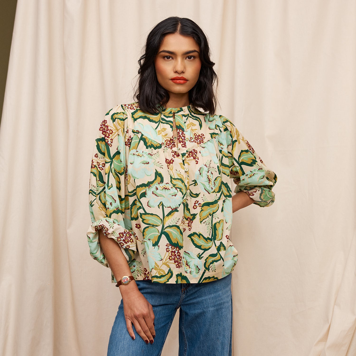 Margot Blouse Women's Elegant Floral Print Tunic Top - Perfect for Office Wear, Casual Outings & Special Occasions