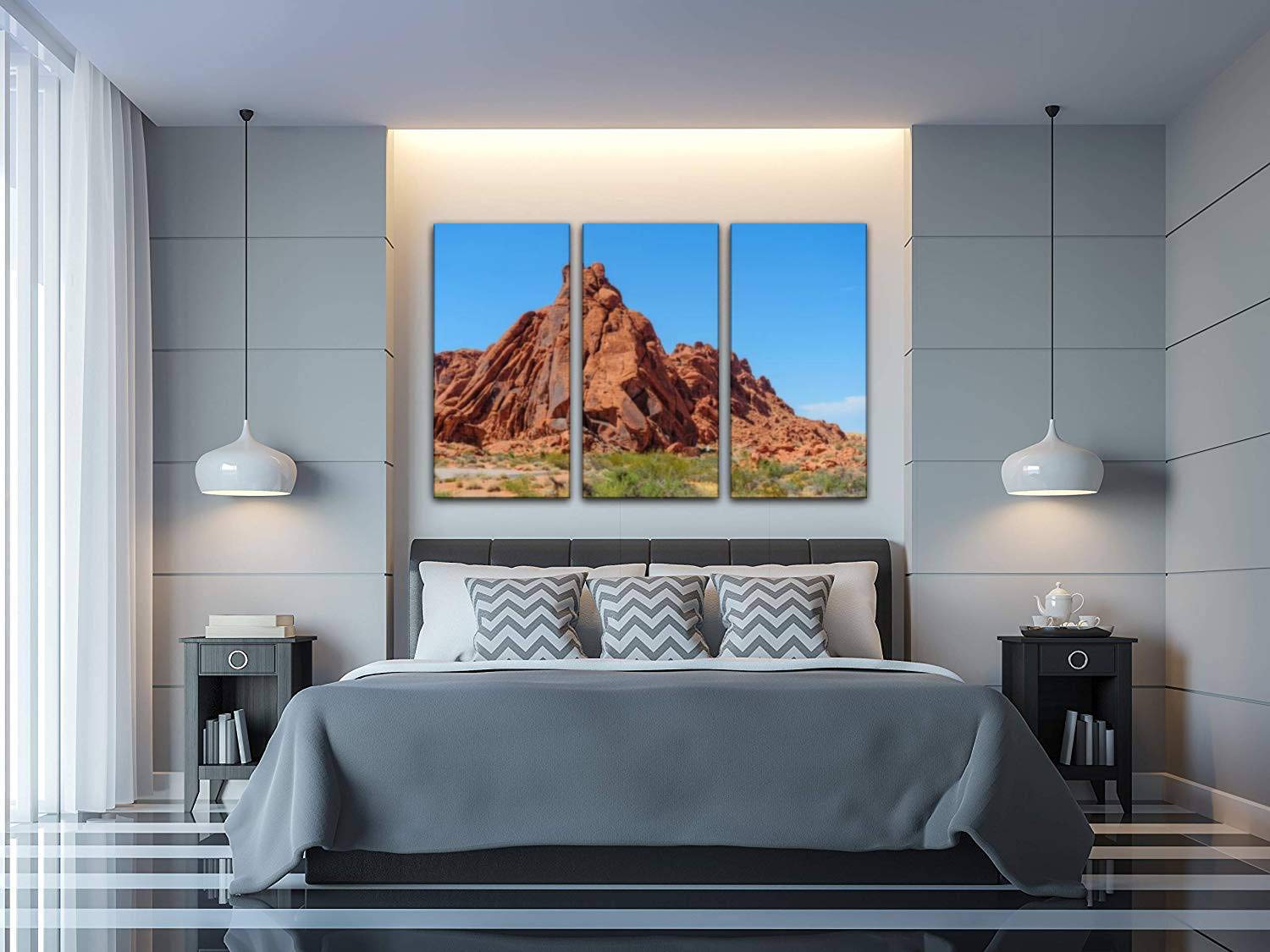 Vegas Landscape Canvas Wall Art - 3 Panels for Living Room & Bedroom