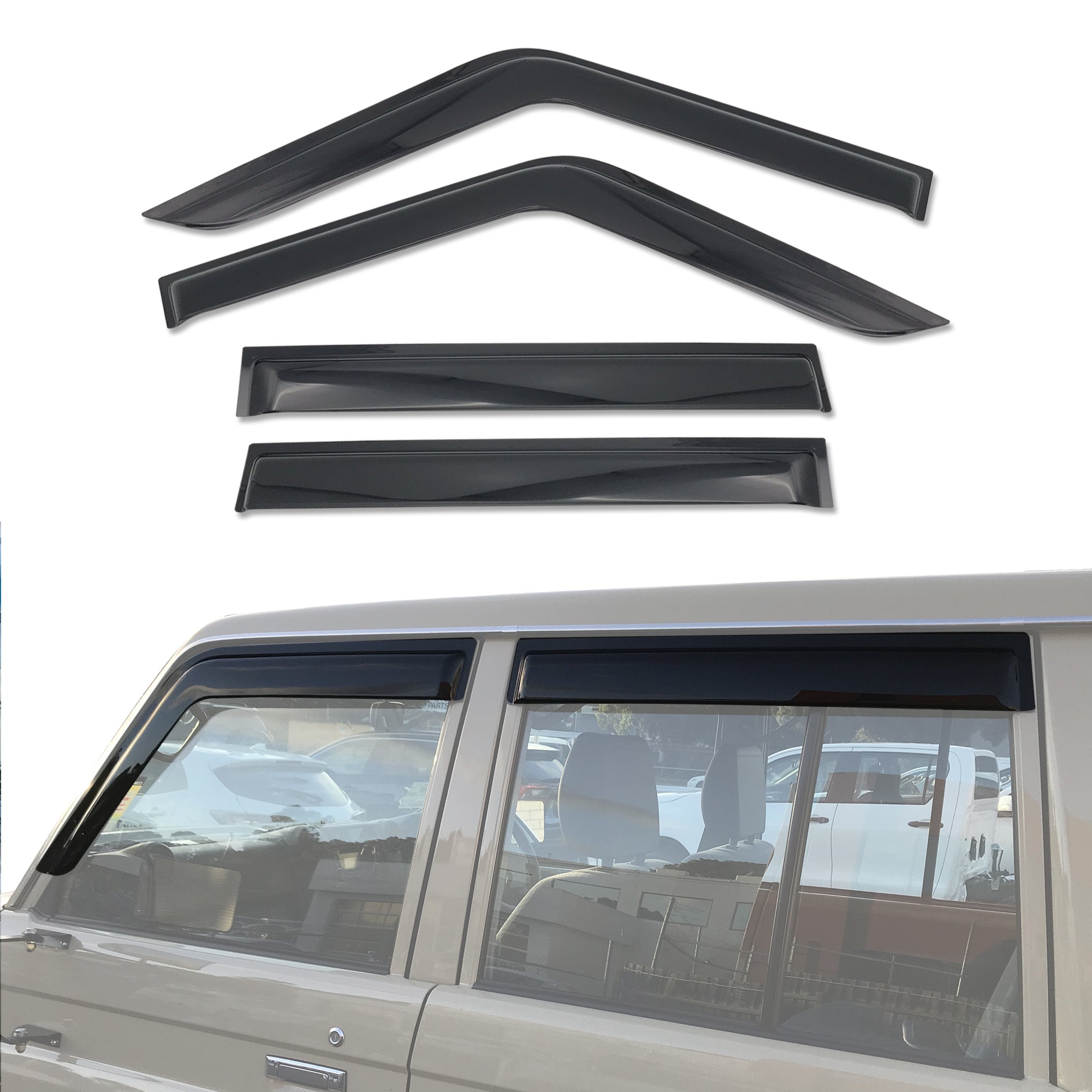 Premium Weather Shields for Toyota Land Cruiser 79 Series - Durable Wind & Rain Deflectors for Off-Road Adventure & Daily Commuting