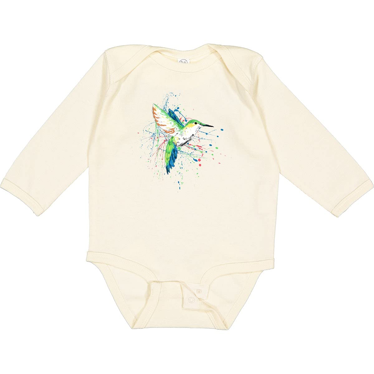 Inktastic Hummingbird Paint Splatter Long Sleeve Baby Bodysuit - Cute Animal Print Onesie for Newborns & Infants - Perfect for Photo Shoots, Birthdays & Everyday Wear