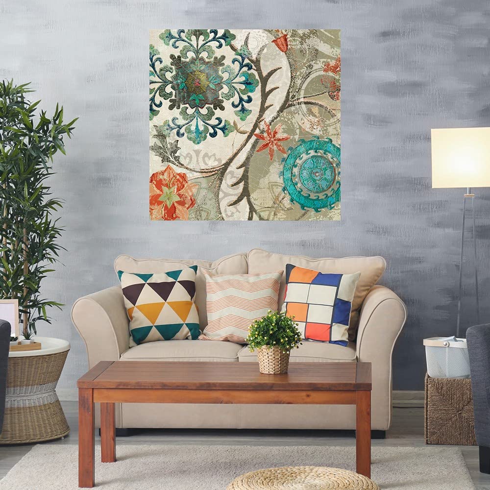 Royal Tapestry II Canvas Wall Art - 32x32 Inch Hand-Painted Fine Art Decor by Carol Robinson - Ready to Hang for Living Room, Bedroom, Office & More - Perfect for Home, Hotel & Restaurant Decor